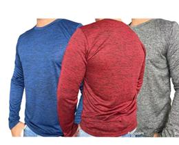 Kit 3 Camiseta MANGA LONGA mescla. Uso casual e esportivo.