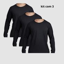 Kit 3 Camiseta Manga Longa Premium 100% Algodão Confortável Kit 3 Camiseta Manga Longa Premium 100% Algodão Confortável