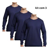 Kit 3 Camiseta Manga Longa Premium 100% Algodão Reforçado Kit 3 Camiseta Manga Longa Premium 100% Algodão Reforçado