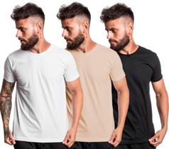 Kit 3 Camiseta Masculina Básica Lisa T-Shirt Algodão