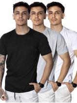 Kit 3 Camiseta Masculina Básica Manga Curta Lisa Algodão Slim Fit