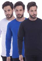Kit 3 Camiseta Masculina basica Techmalhas camiseta manga longa lisa Kit 3 Camiseta Masculina basica Techmalhas camiseta manga longa lisa