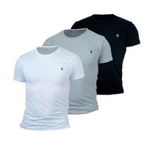 Kit 3 Camiseta Masculina Camisas 100% Algodão Premium Slim Basicas MP