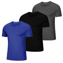 Kit 3 Camiseta Masculina Esportiva Dry Fit Camisa Gola Redonda Lisa