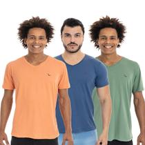 Kit 3 Camiseta Masculina Gola V Algodão Yacht Master 110001B