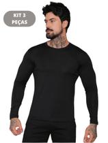 Kit 3 Camiseta Masculina Térmica Manga Longa Blusa UV Compressão Proteção Solar