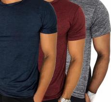 KIT 3 Camiseta MESCLA masculina. Uso casual e esportivo, academia, treino, caminhada.