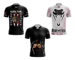 Kit 3 Camiseta Muay Thai Black Friday Boxe Tailandes Treino
