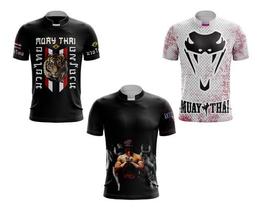 Kit 3 Camiseta Muay Thai Boxe Tailandes Treino