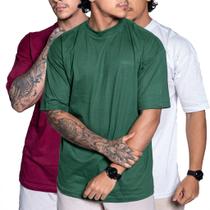 Kit 3 Camiseta Oversized Camisa Manga Longa Masculina Lisa Diversas cores