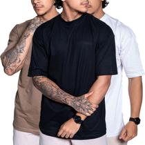 Kit 3 Camiseta Oversized Camisa Manga Longa Masculina Lisa