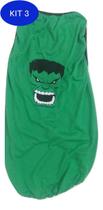 Kit 3 Camiseta Para Cães Super Heróis Hulk Verde Tamanho G