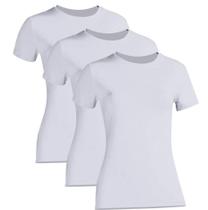 Kit 3 Camiseta Proteção Solar Feminina Manga Curta Uv50+ 3 Brancas