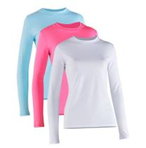 Kit 3 Camiseta Proteção Solar Feminina Manga Longa Uv50+ 1 Azul Bebê 1 Rosa 1 Branca - Outdoor Sports