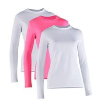 Kit 3 Camiseta Proteção Solar Feminina Manga Longa Uv50+ 2 Brancas 1 Rosa 1