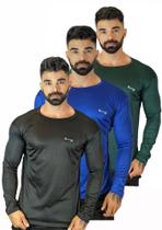 Kit 3 camiseta proteção solar uv +50 dry fit manga longa unissex