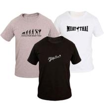 KIT 3 Camiseta Ragor Slim Algodão Luta Muay Thai Treino