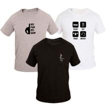 KIT 3 Camiseta Ragor Slim Algodão Treino Academia Casual