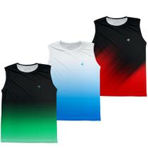Kit 3 Camiseta Regata Cavada Masculina Academia Dry Funcional Musculação Beach Tennis Fitness