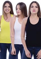 Kit 3 Camiseta Regata feminina TechMalhas tecido Kit 3 Camiseta Regata feminina TechMalhas tecido