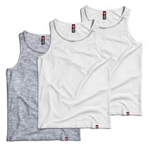 Kit 3 Camiseta Regata Masculina Básica Algodão Diversas Cor