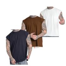 Kit 3 Camiseta Regata Oversized Masculina Academia Machão Treino Longline Lisa Kit 3 Camiseta Regata Oversized Masculina Academia Machão Treino Longline Lisa