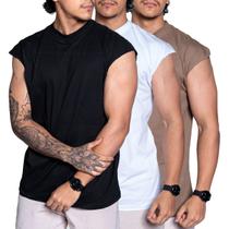 Kit 3 Camiseta Regata Oversized Masculina Academia Machão Treino Longline Lisa Kit 3 Camiseta Regata Oversized Masculina Academia Machão Treino Longline Lisa