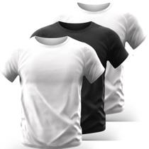 Kit 3 Camiseta Slim Fit Manga Curta Proteção Solar Uv50 Ice Tecido Gelado 1 Branco 1 Preto