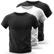 Kit 3 Camiseta Slim Fit Manga Curta Proteção Solar Uv50 Ice Tecido Gelado 2 Preto 1 Branco