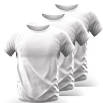 Kit 3 Camiseta Slim Fit Manga Curta Proteção Solar Uv50 Ice Tecido Gelado Branco