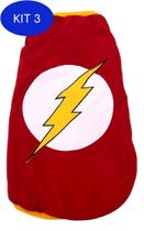 Kit 3 Camiseta Super Heróis Flash vermelho Tamanho P