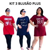 KiT 3 Camiseta T-Shirt Feminina Plus Size Moda Mulher Cristã Gospel Reis dos Reis Leão Fé Jesus Até G5 - Cactus Store