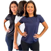 Kit 3 Camisetas Básica Babylook Feminina Dryfit Esportivo Academia Tecido Leve