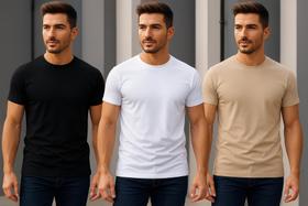 Kit 3 Camisetas Básica Lisa Casual 100% Algodão Kit 3 Camisetas Básica Lisa Casual 100% Algodão