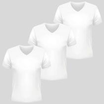 Kit 3 Camisetas Básicas Algodão Egípcio Masculina Gola V Manga Curta