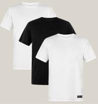 Kit 3 Camisetas Básicas Brancas e Preta Masculina Algodão Prime WSS Basic