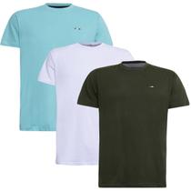 Kit 3 Camisetas Básicas com Bordado Algodão Itália Masculina