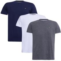 Kit 3 Camisetas Básicas com Bordado Algodão Itália Masculina