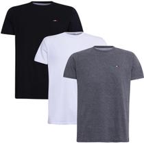 Kit 3 Camisetas Básicas com Bordado Algodão Itália Masculina