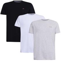 Kit 3 Camisetas Básicas com Bordado Algodão Itália Masculina
