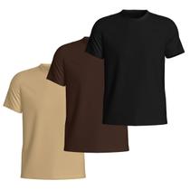 Kit 3 Camisetas Basicas Gola Redonda Lisa Camisa Masculina de Algodão