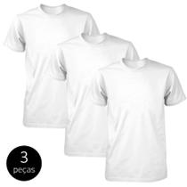 Kit 3 Camisetas Básicas Masculina 100% Poliéster Branca - Abafarto
