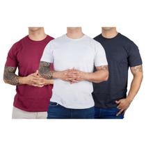 Kit 3 Camisetas Básicas Masculina Algodão Premium Slim Fit