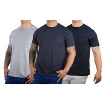 Kit 3 Camisetas Básicas Masculina Algodão Premium Slim Fit