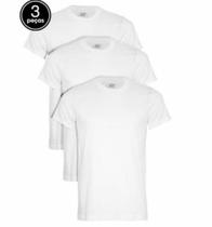 Kit 3 Camisetas Básicas Masculina Branca T-shirt 100% Algodão 30.1