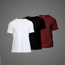 Kit 3 Camisetas Básicas Masculinas 100 Algodão Manga Curta Alta Qualidade Kit 3 Camisetas Básicas Masculinas 100 Algodão Manga Curta Alta Qualidade