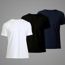 Kit 3 Camisetas Básicas Masculinas 100 Algodão Manga Curta Alta Qualidade Kit 3 Camisetas Básicas Masculinas 100 Algodão Manga Curta Alta Qualidade