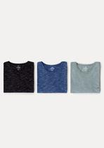 Kit 3 Camisetas Básicas Masculinas Em Malha Jet Com Bordado