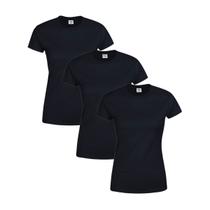 Kit 3 Camisetas Básicas Slim Feminina Baby Look 100% Algodão