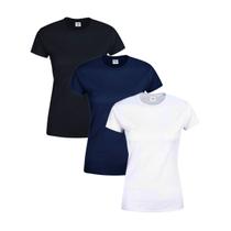 Kit 3 Camisetas Básicas Slim Feminina Baby Look 100% Algodão